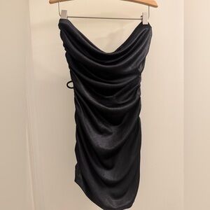 Black Ruched Bodycon Cowl Neck Dress
